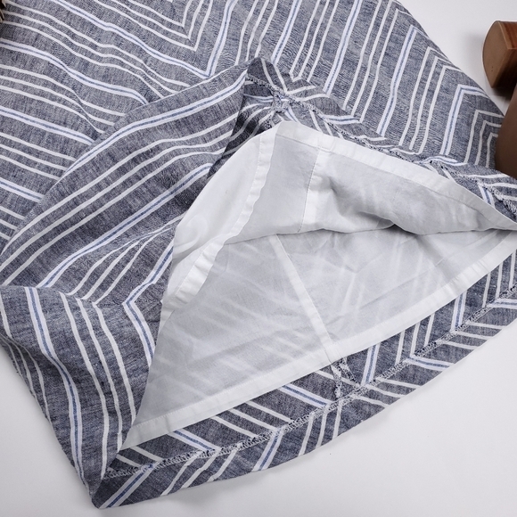Talbots Petites Linen Grey White Blue Striped Petite Skirt Sz 4 - Picture 14 of 14